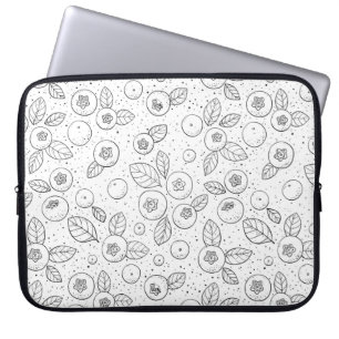 Funda Para Portátil Arándanos azules en blanco y negro