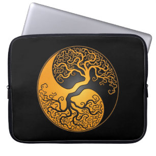 Funda Para Portátil Árbol amarillo y negro de Yin Yang