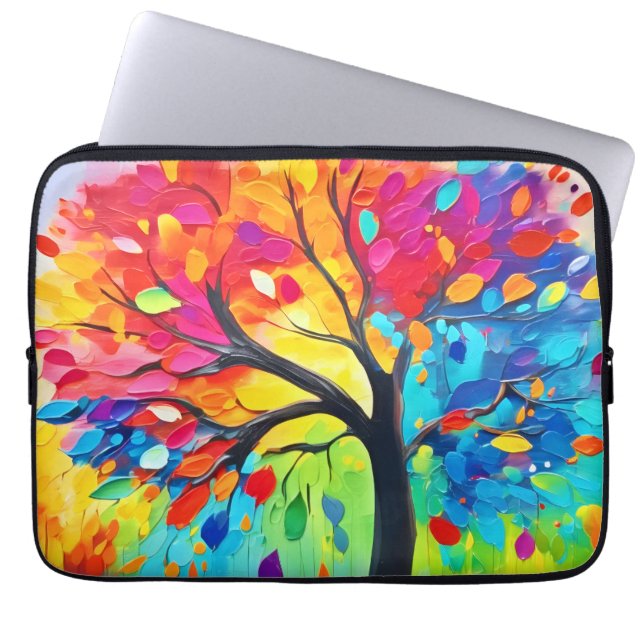 Funda Para Portátil Árbol arcoiris de pintura de vida (Frente)