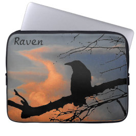 Funda Para Portátil Árbol de atardecer de Raven y nubes