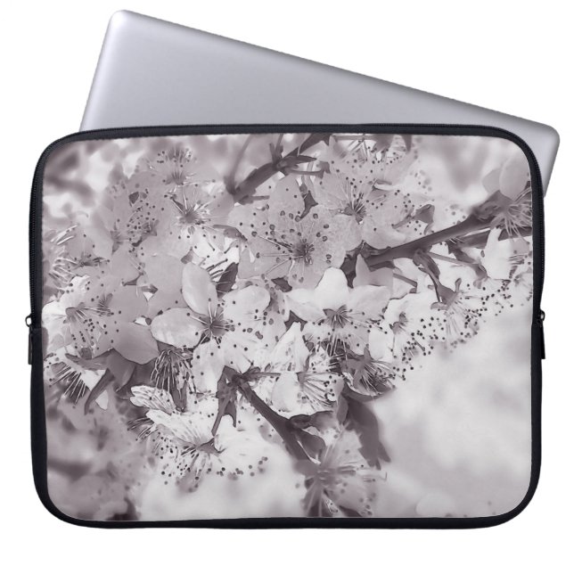 Funda Para Portátil Árbol De Cerezo Agudo Negro Y Blanco (Frente)