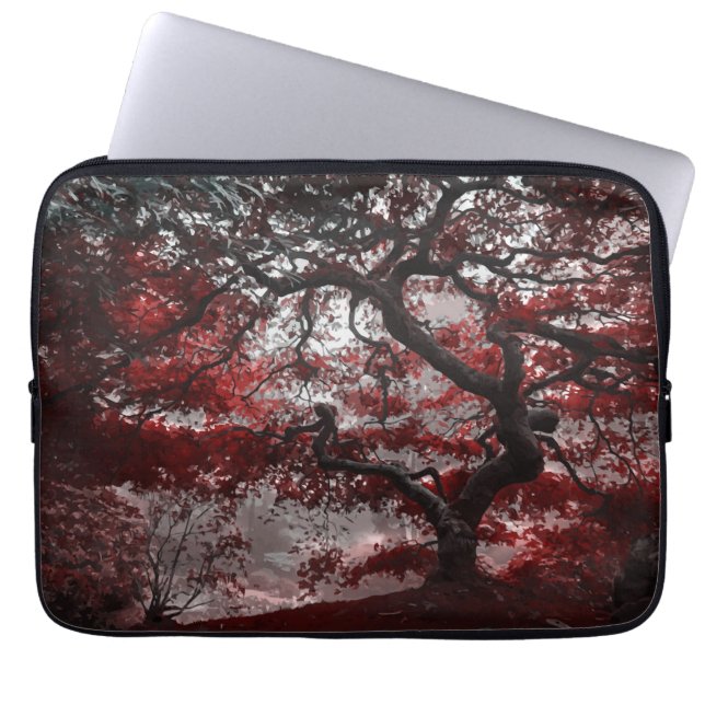 Funda Para Portátil Árbol de flor de cerezo roja (Frente)
