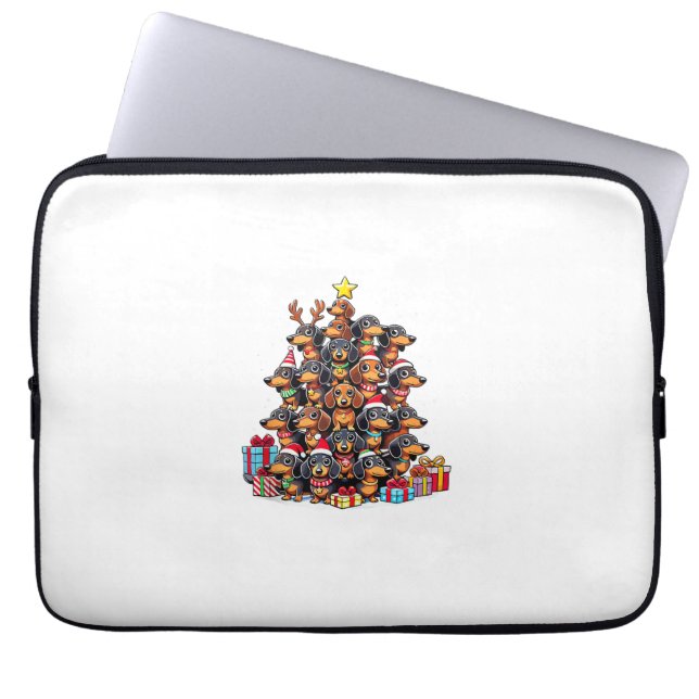 Funda Para Portátil Árbol de Navidad Dachshund Salchicha Perro Dachshu (Frente)