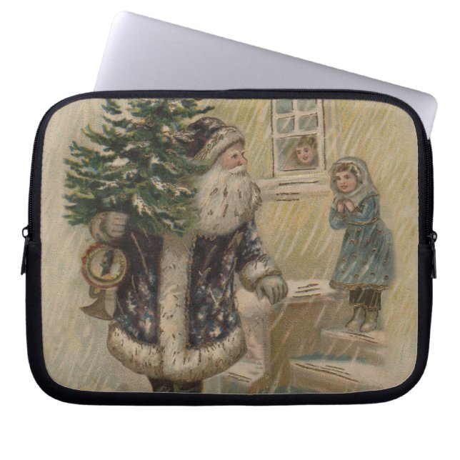 Funda Para Portátil Árbol de navidad de nieve de Santa Rosa (Frente)