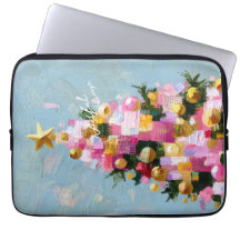 Árbol de Navidad rosa y dorado con impasto