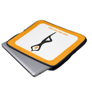 Funda Para Portátil Árbol de yoga pose negro, personalizado naranja