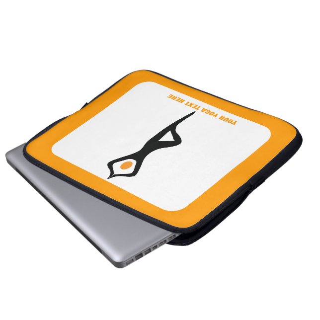Funda Para Portátil Árbol de yoga pose negro, personalizado naranja (Inferior anverso)