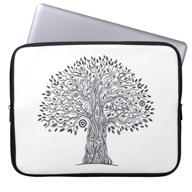 Funda Para Portátil Árbol del Doodle de la vida (Frente)
