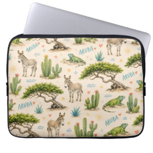 Funda Para Portátil árbol divi de Aruba, burro, iguana, cactus