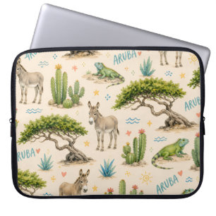 Funda Para Portátil árbol divi de Aruba, burro, iguana, cactus