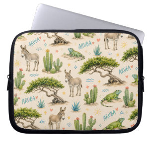 Funda Para Portátil árbol divi de Aruba, burro, iguana, cactus