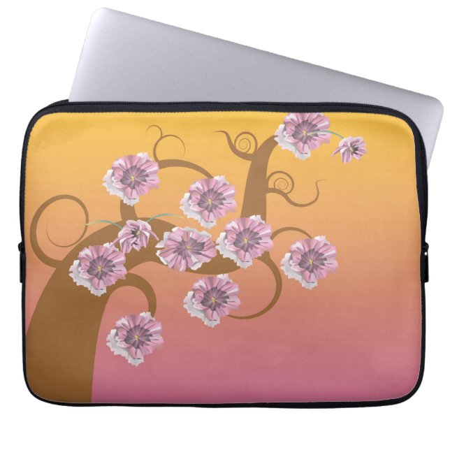 Funda Para Portátil Árbol espiral con portapapeles de 13" de flores (Frente)