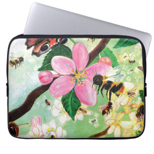 Funda Para Portátil Árbol floreciente de primavera con abejas