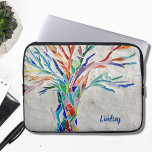 Funda Para Portátil Árbol monográfico de nombres<br><div class="desc">Esta manga dorsal está decorada con un árbol de mosaico en los colores del arcoiris. Personalizable fácilmente con su nombre o monograma. Utilice la opción Personalizar adicional para cambiar el tamaño, estilo o color del texto si lo desea. Porque creamos nuestra propia obra de arte no encontrarás esta imagen exacta...</div>