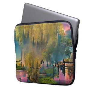 Funda Para Portátil Árbol salvaje al atardecer junto al estanque