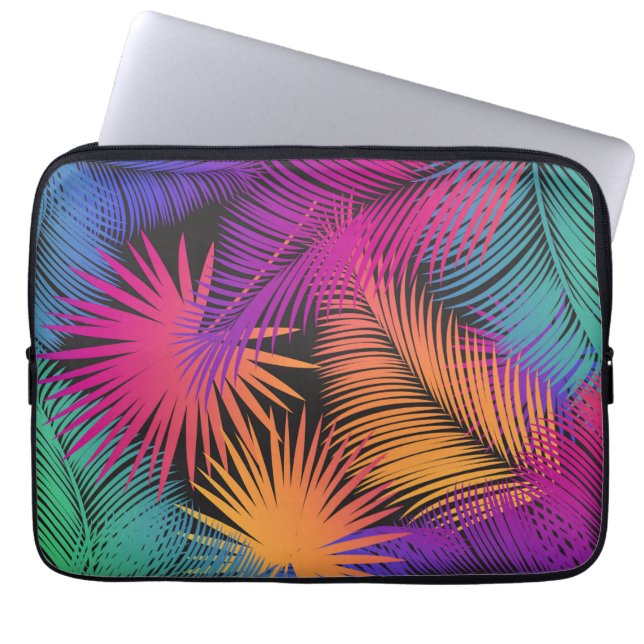 Funda Para Portátil Árbol tropical de palmeras deja arcoiris en la jun (Frente)
