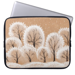 Funda Para Portátil Árboles blancos decorativos. Ramas de invierno. U