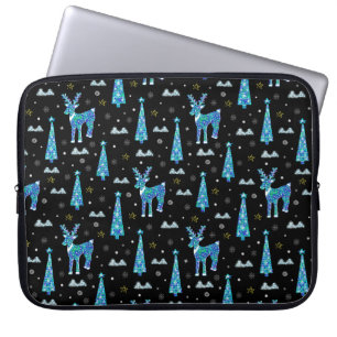 Funda Para Portátil Árboles de Navidad, copos de nieve de renos. Ilumi