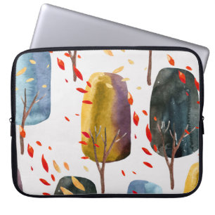 Funda Para Portátil Árboles de otoño: acuarela pintada a mano sin foco
