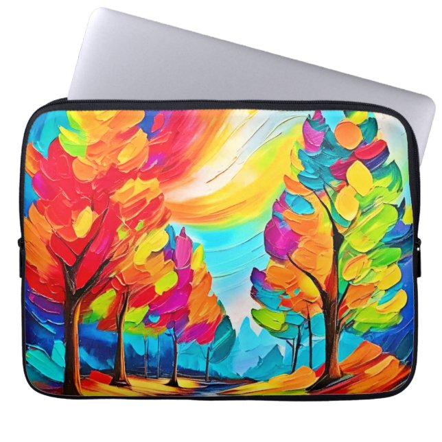 Funda Para Portátil Árboles del arcoiris: Vivid Forest (Frente)