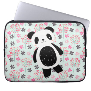 Funda Para Portátil Árboles, flores y osos panda