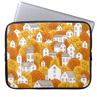 Funda Para Portátil Árboles y casas sin fisuras. Otoño, otoño ci