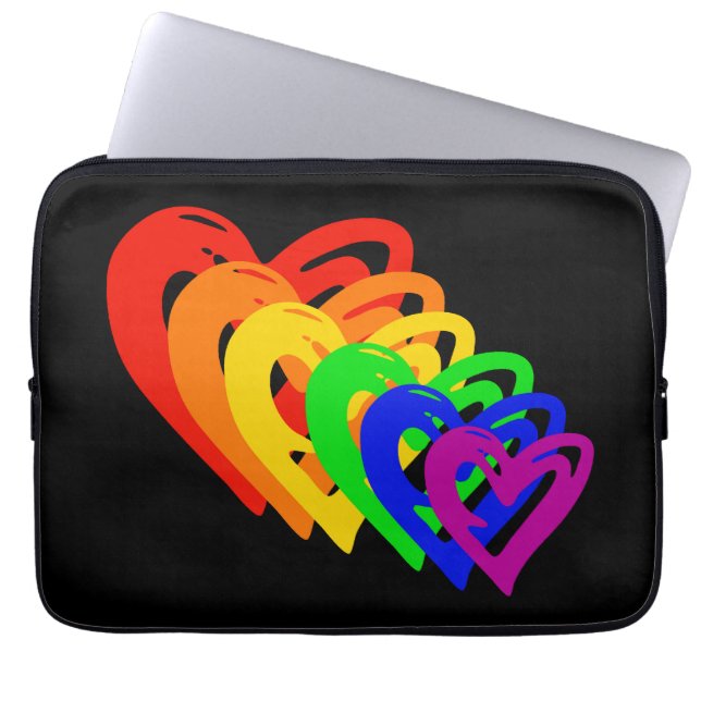 Funda Para Portátil Arco iris de los corazones (Frente)