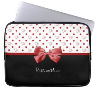 Funda Para Portátil Arco rojo y negro femenino de los corazones del