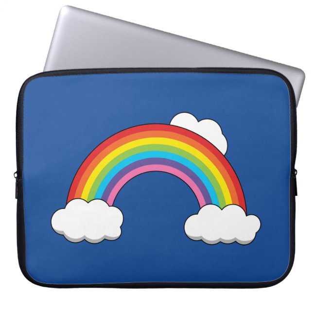 Funda Para Portátil Arcoiris con nubes blancas (Frente)