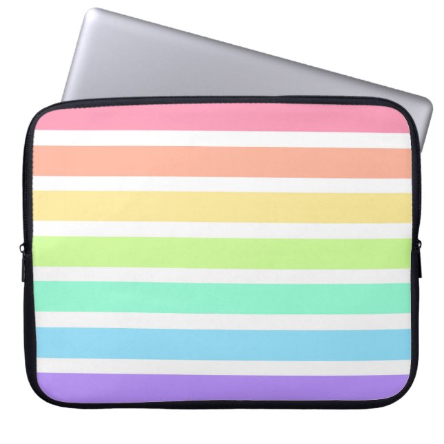 Funda Para Portátil Arcoiris de bblegum y rayas blancas (Frente)