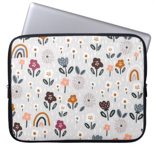 Funda Para Portátil Arcoiris florales: Textura sin soldadura dibujada