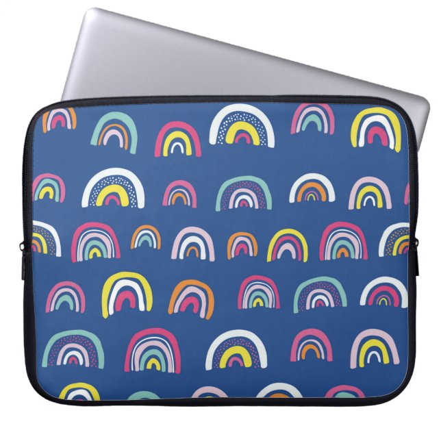 Funda para portátil arcoíris múltiple azul (Frente)