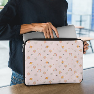 Funda Para Portátil Arcoiris rosado, mariposa, patrón solar