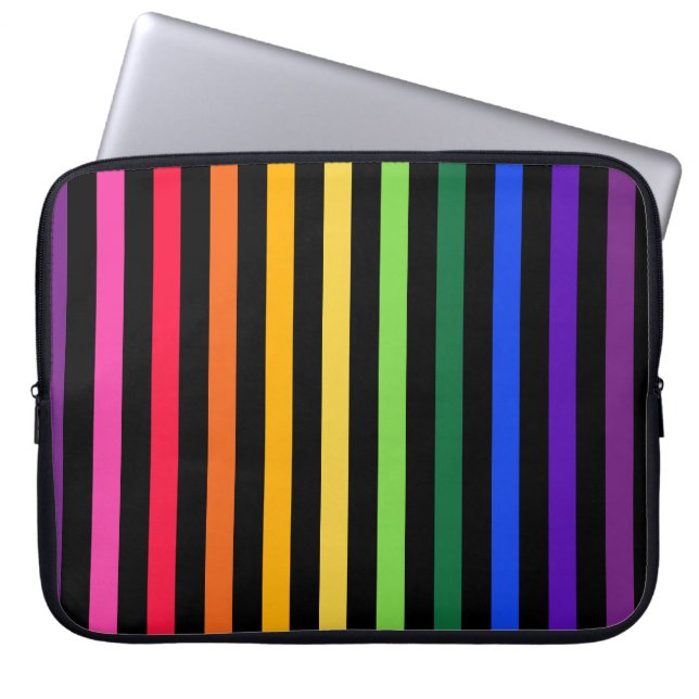 Funda Para Portátil Arcoiris y rayas negras (Frente)
