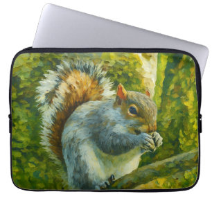 Funda Para Portátil ardilla impresionista en follaje forestal