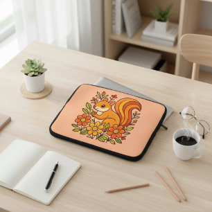 Funda Para Portátil Ardilla y flores