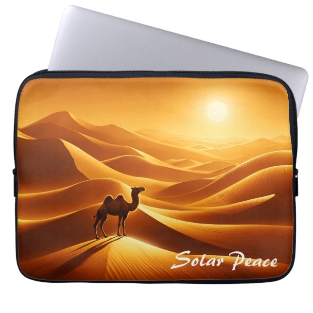 Funda Para Portátil Arena del desierto del camello amarillo sol animal (Frente)