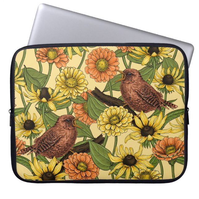 Funda Para Portátil Arenas y flores de amarillo pálido (Frente)