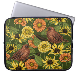 Funda Para Portátil Arenas y flores en verde