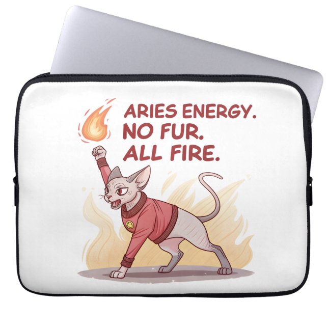 Funda Para Portátil Aries Energy Sphynx Cat No Fur All Fire Art (Frente)