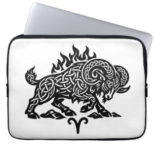 Funda Para Portátil Aries Fuego‑Carnero – Zodiaco de Tinta Embrujada C