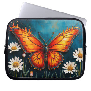 Funda Para Portátil Arma de alas de monarca brillante con fuego brilla