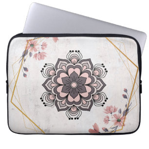 Funda Para Portátil Armonía de calumnia - Arte floral rosa y gris