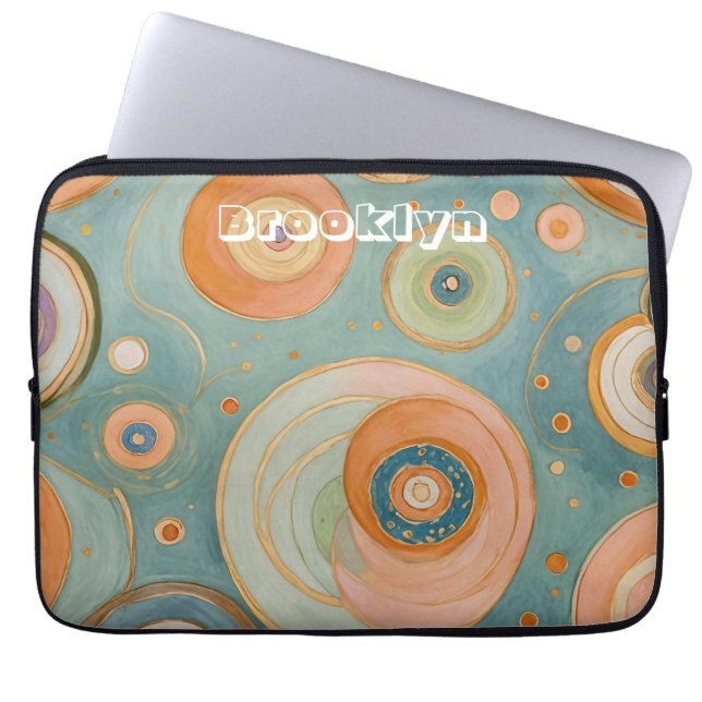 Funda Para Portátil Armonía Kaleidoscope: Los Círculos Swirly Pastel (Frente)