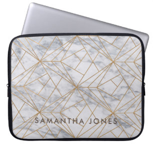 Funda Para Portátil Arquitectura Textura de oro blanco de mármol