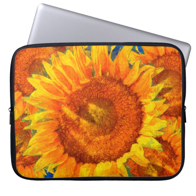 Funda Para Portátil Arreglo de girasoles. imitación al estilo Van Gogh (Frente)