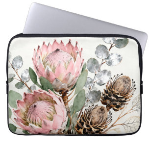 Funda Para Portátil Arreglo de Protea Eucalipto Acuarela