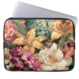 Funda Para Portátil Arreglo Floral Vintage Vibrante