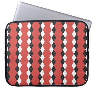 Funda Para Portátil Arroyo argelino. Patrón escocés en blanco, negro y