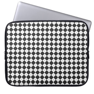 Funda Para Portátil Arroyo argelino. Patrón escocés en blanco y negro 
